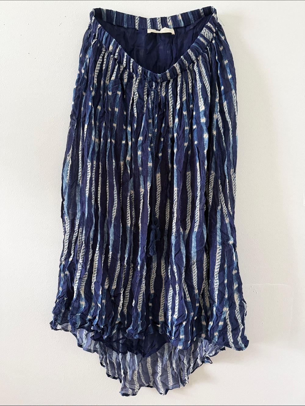 Love Sam Navy & White High-Low Pleated Maxi Skirt Small. Vintage